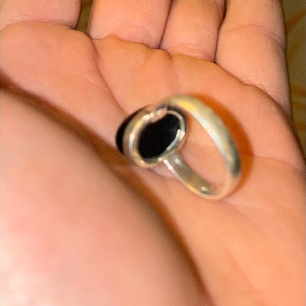 Sterling Silver Black Druzy Onyx Oval Ring - Women Jewelry - Picture 7 of 8